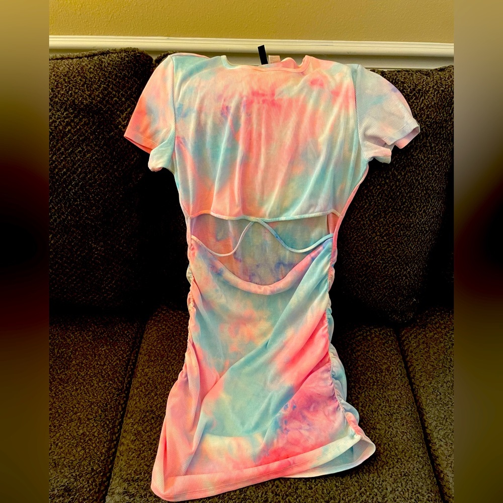 Sexy Tie Dye cut out maxi dress